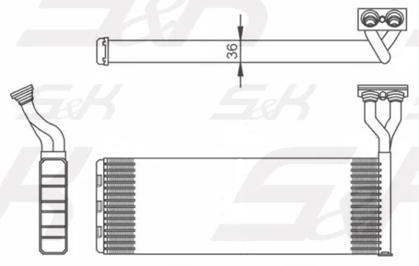 Радиатор отопителя S&K GMBH для Scania, 453x157x32 мм