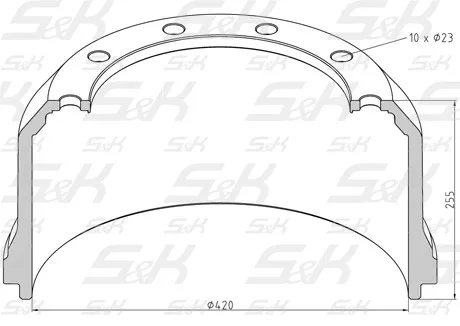 Барабан тормозной S&K SK-3140023-01 420×200 мм оси Meritor и SAF