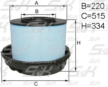 Фильтр воздушный S&K GMBH SK-5850047-01, высота 338 мм, диаметр 520 мм