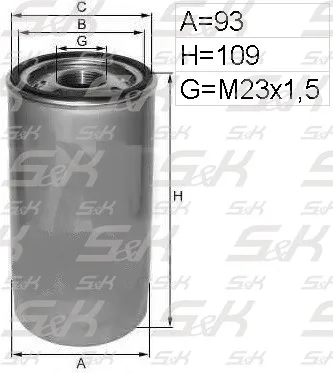 Масляный фильтр КПП S&K GMBH SK-5920002-01, высота 116 мм, диаметр 96 мм