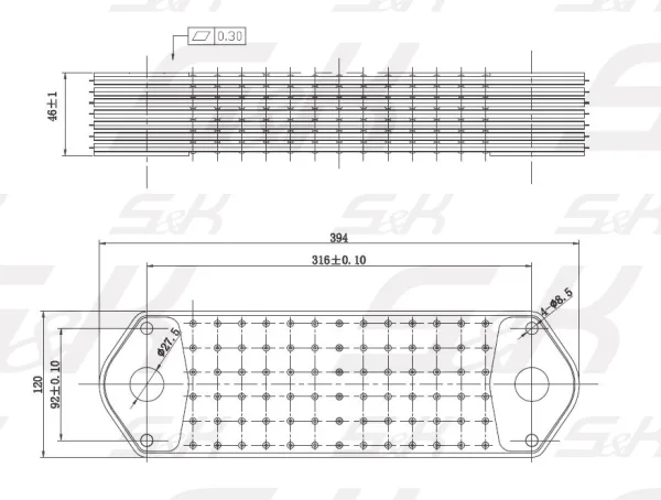 Радиатор масляный S&K GMBH SK-7030001-02, 394 × 120 × 46 мм