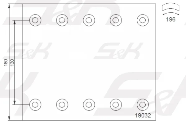 Накладки тормозные S&K 19032, 420х180 мм, оси BPW и SAF, номинал