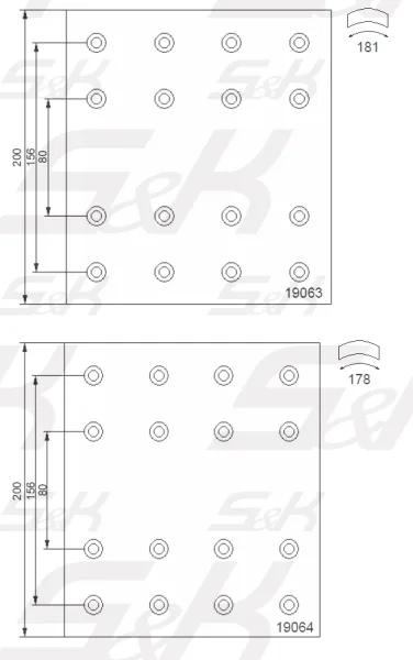 Накладки тормозные S&K 19063/19064 Premium Line, 420х200 мм, DAF