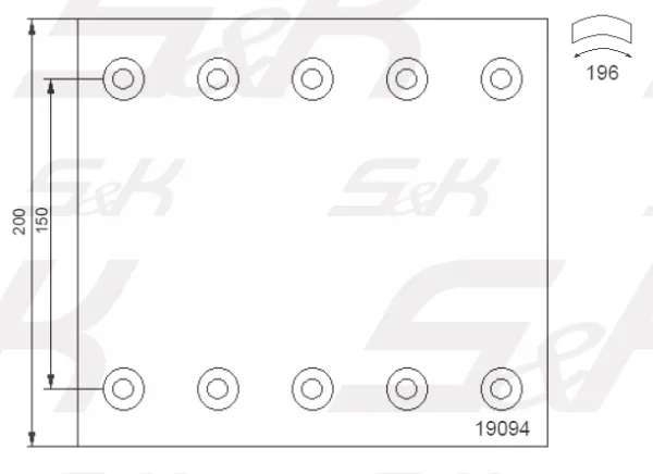Накладки тормозные S&K 19094, 420х200 мм, оси BPW и SAF, номинал