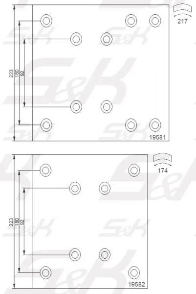 Тормозные накладки S&K GMBH SK1958120-PL 410 × 223 мм без заклёпок