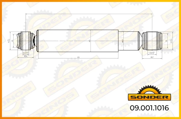 Амортизатор подвески MAN TGA, TGS, TGX Sonder 09.001.1016 задний, 434-684 мм
