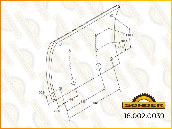 Накладки тормозные SONDER 18.002.0039, WVA 19496, 410х223, 2 ремонт